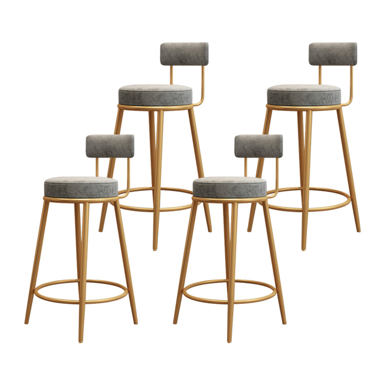 Tabouret de barre de pied rond glamour Velvet Low Back Back Intérieur Counter avec des jambes dorées