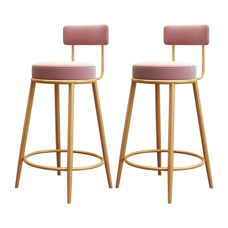 Tabouret de barre de pied rond glamour Velvet Low Back Back Intérieur Counter avec des jambes dorées