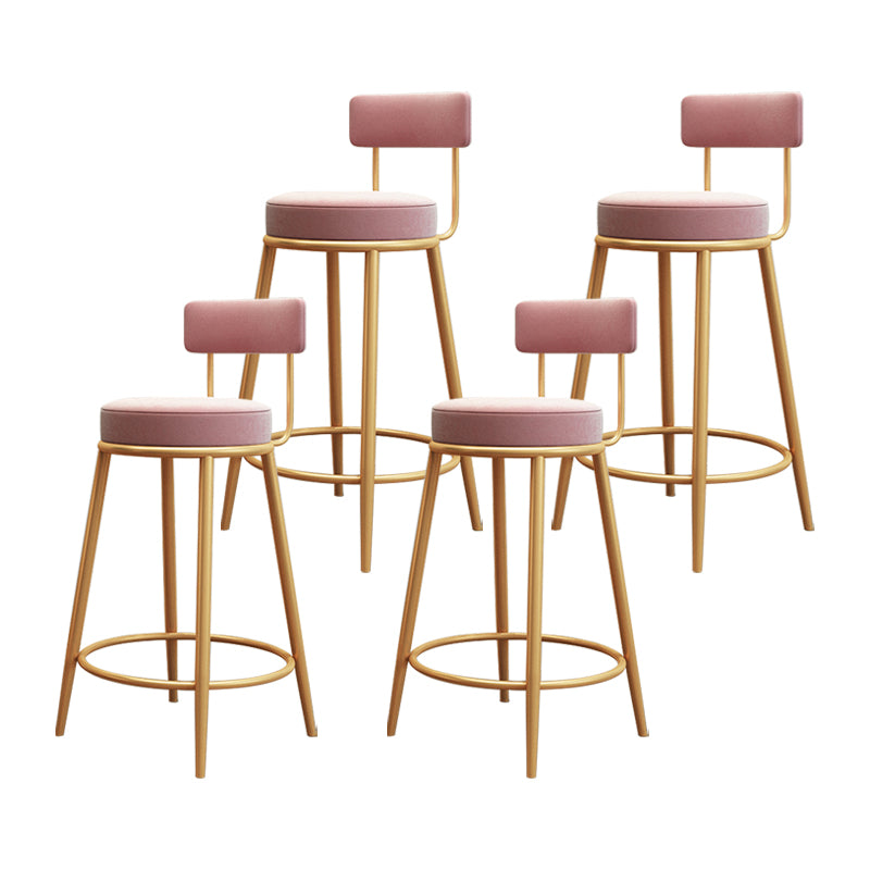 Tabouret de barre de pied rond glamour Velvet Low Back Back Intérieur Counter avec des jambes dorées
