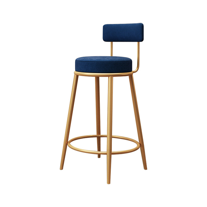 Tabouret de barre de pied rond glamour Velvet Low Back Back Intérieur Counter avec des jambes dorées