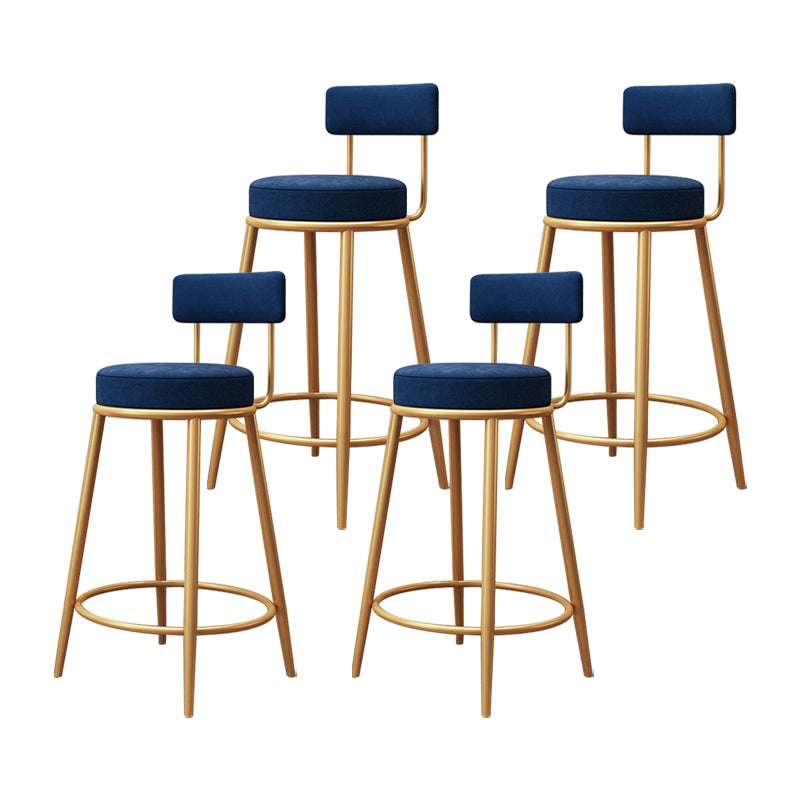 Tabouret de barre de pied rond glamour Velvet Low Back Back Intérieur Counter avec des jambes dorées