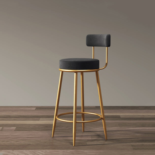 Glam Barhocker ohne Armlehnen, Barhocker aus Eisen mit Samtkissen