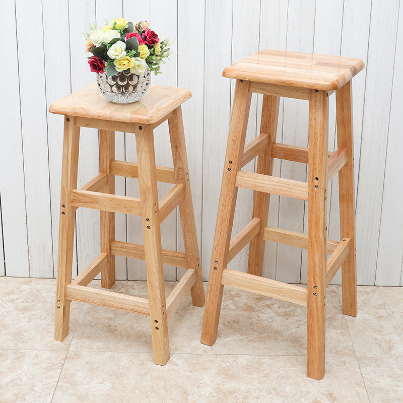 Taburete de bar sin respaldo moderno sin brazos de madera para el hogar con asiento y pedal de madera