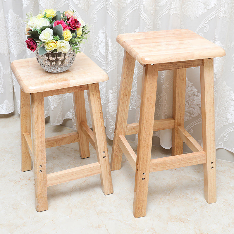 Taburete de bar sin respaldo moderno sin brazos de madera para el hogar con asiento y pedal de madera