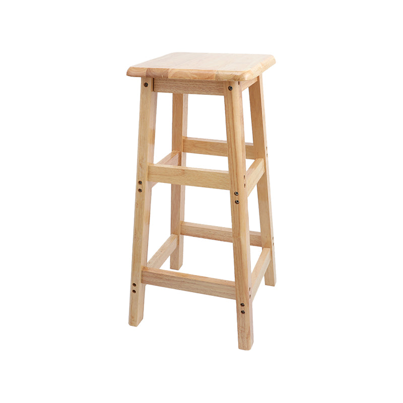 Taburete de bar sin respaldo moderno sin brazos de madera para el hogar con asiento y pedal de madera