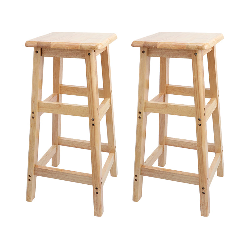 Taburete de bar sin respaldo moderno sin brazos de madera para el hogar con asiento y pedal de madera