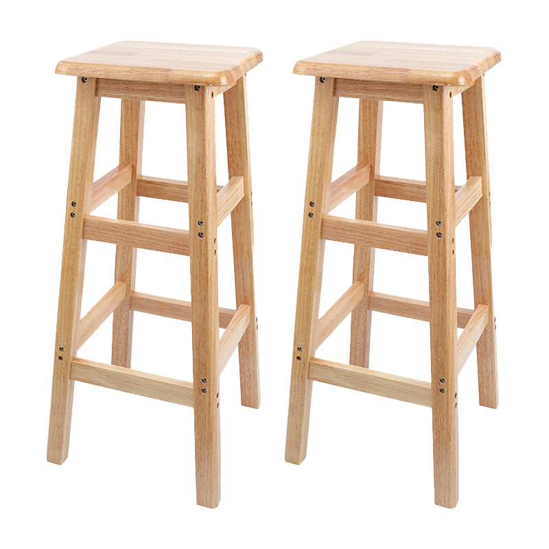 Taburete de bar sin respaldo moderno sin brazos de madera para el hogar con asiento y pedal de madera