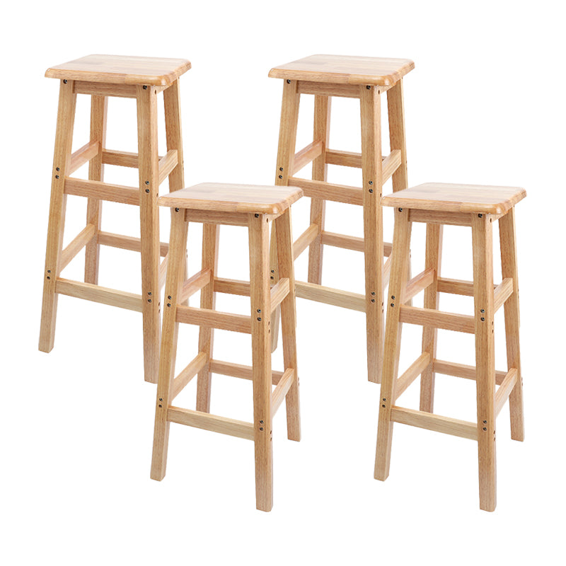 Taburete de bar sin respaldo moderno sin brazos de madera para el hogar con asiento y pedal de madera