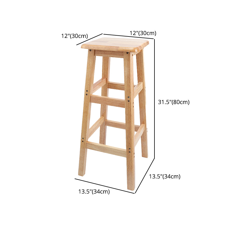 Taburete de bar sin respaldo moderno sin brazos de madera para el hogar con asiento y pedal de madera