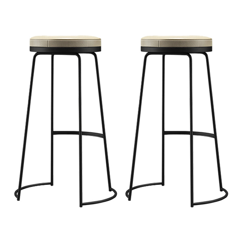 Modern Counter Round Bar Stool Armless Leather Backless Bar Stool with Footrest