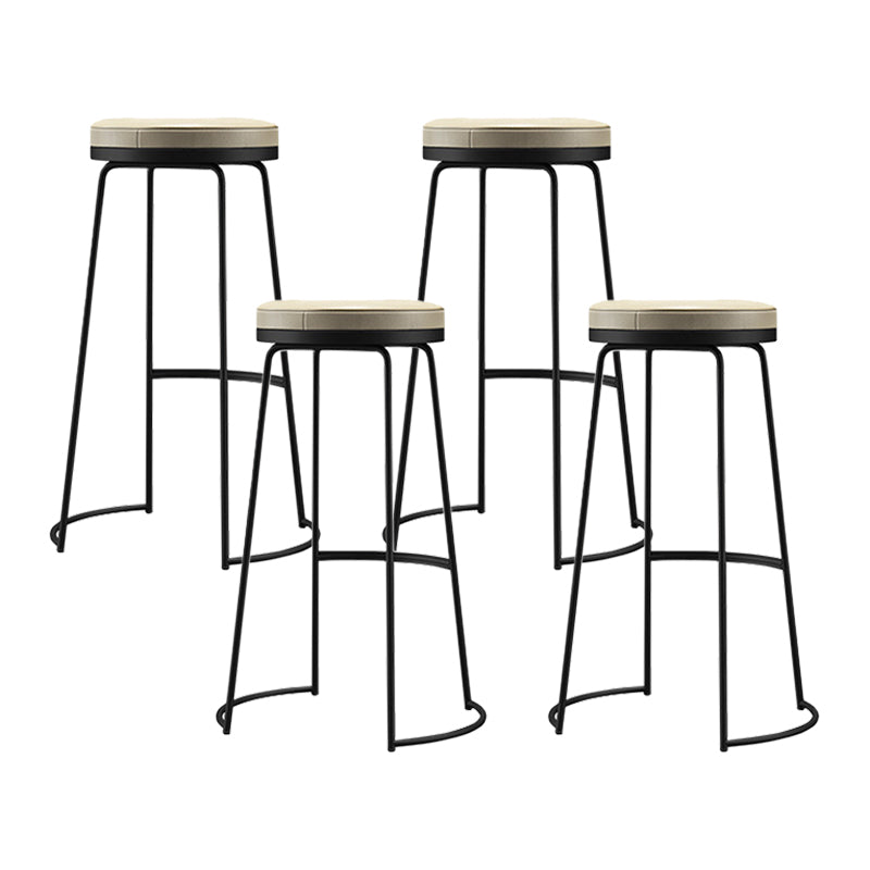 Modern Counter Round Bar Stool Armless Leather Backless Bar Stool with Footrest