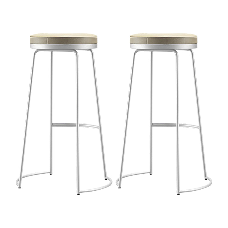 Modern Counter Round Bar Stool Armless Leather Backless Bar Stool with Footrest