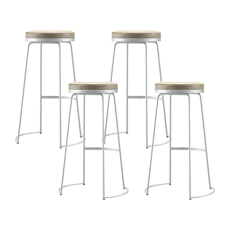 Modern Counter Round Bar Stool Armless Leather Backless Bar Stool with Footrest