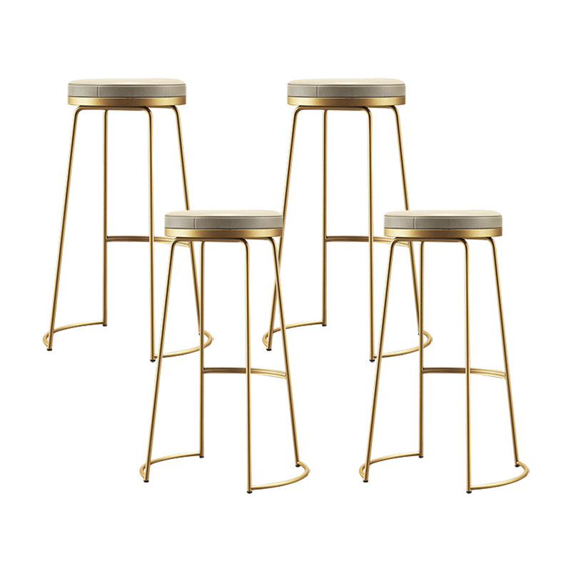 Modern Counter Round Bar Stool Armless Leather Backless Bar Stool with Footrest