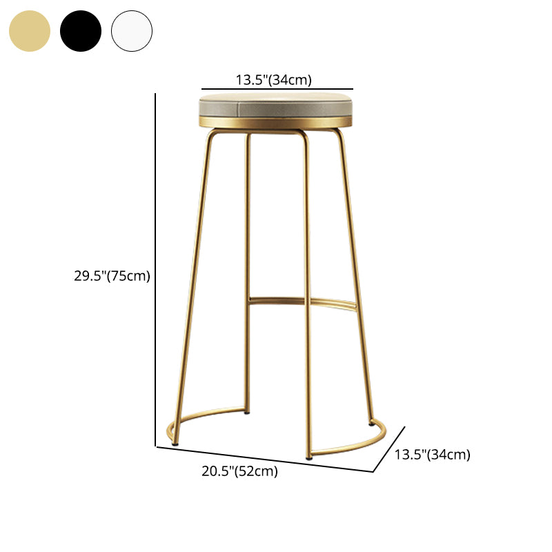 Modern Counter Round Bar Stool Armless Leather Backless Bar Stool with Footrest