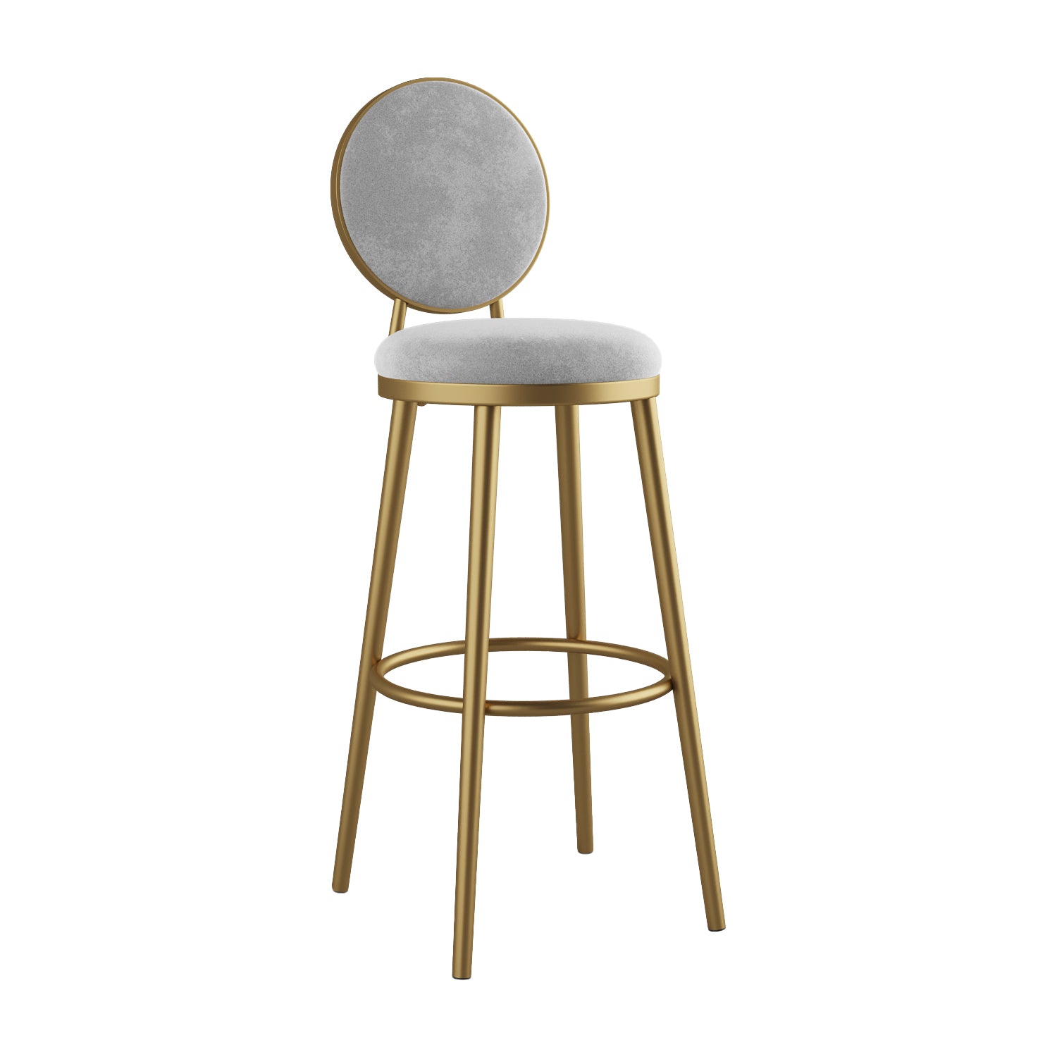 Glam Bar Stools Iron Gold Velvet Bar Stool with Metal Base Low Back