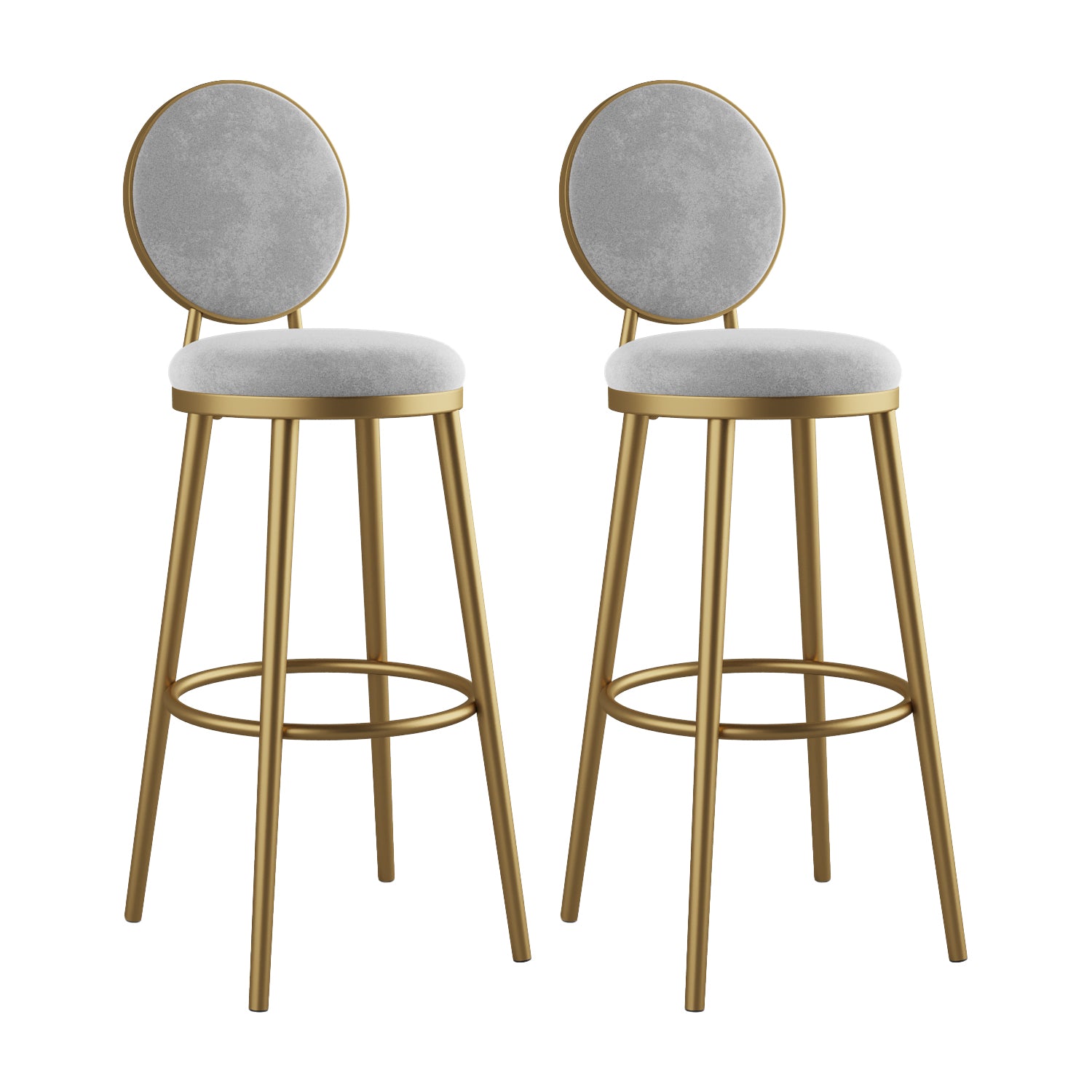 Glam Bar Stools Iron Gold Velvet Bar Stool with Metal Base Low Back