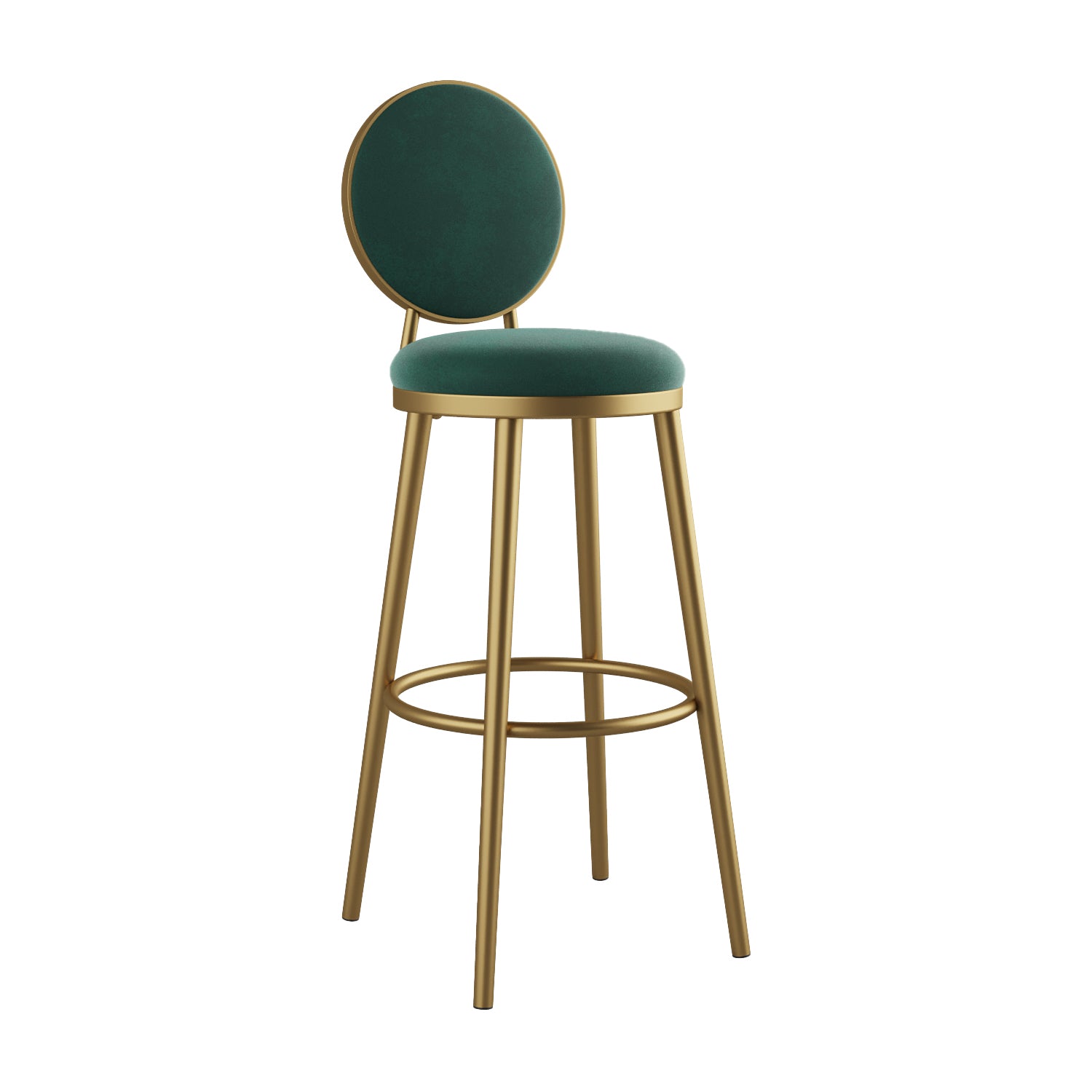 Glam Bar Stools Iron Gold Velvet Bar Stool with Metal Base Low Back