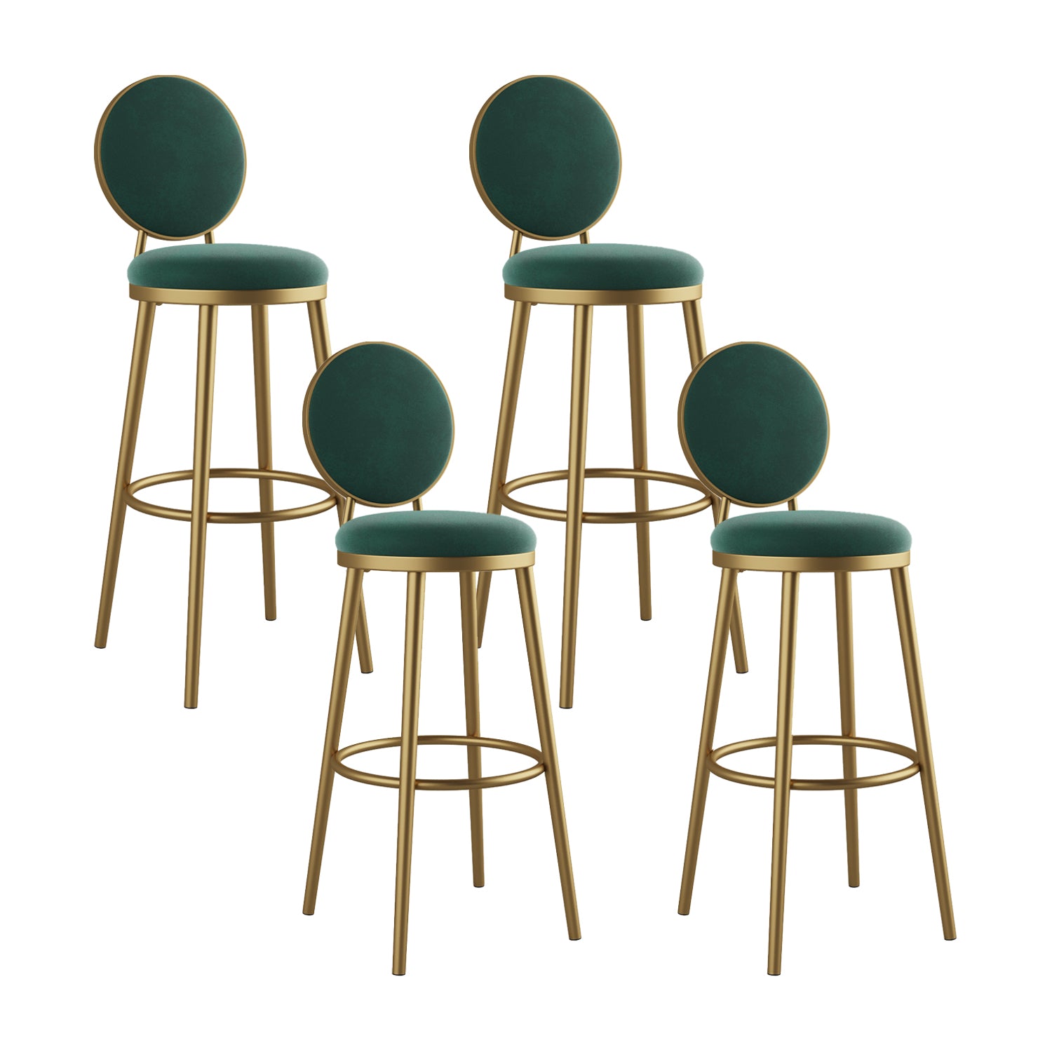 Glam Bar Stools Iron Gold Velvet Bar Stool with Metal Base Low Back