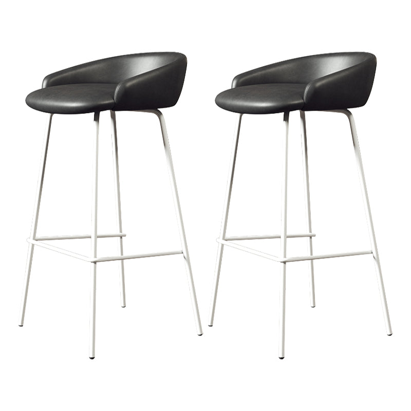 Glam Counter Bar Stool Armless Leather Bar Stool with Footrest Steel Base