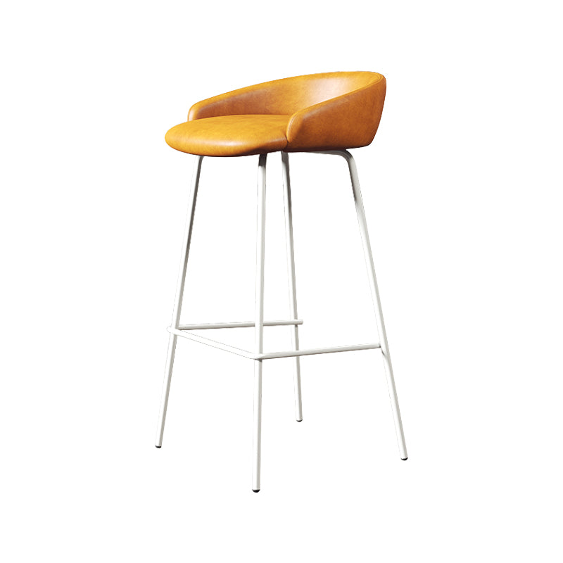 Glam Counter Bar Stool Armless Leather Bar Stool with Footrest Steel Base