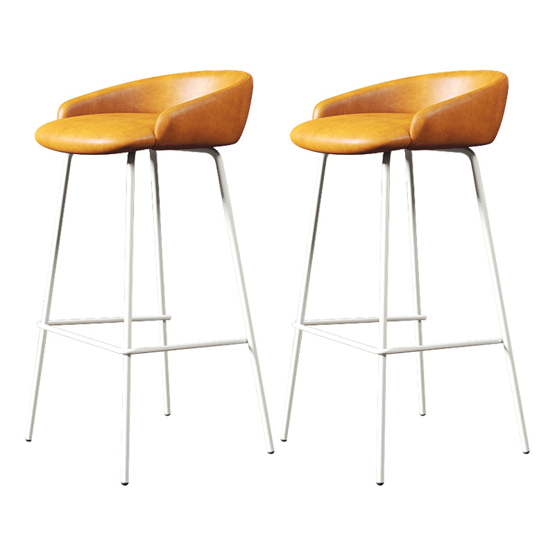 Glam Counter Bar Stool Armless Leather Bar Stool with Footrest Steel Base