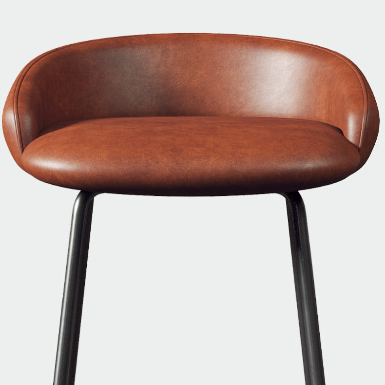 Glam Counter Bar Stool Armless Leather Bar Stool with Footrest Steel Base