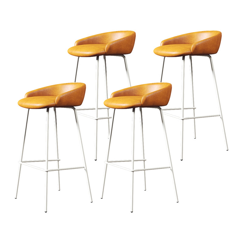 Glam Counter Bar Stool Armless Leather Bar Stool with Footrest Steel Base