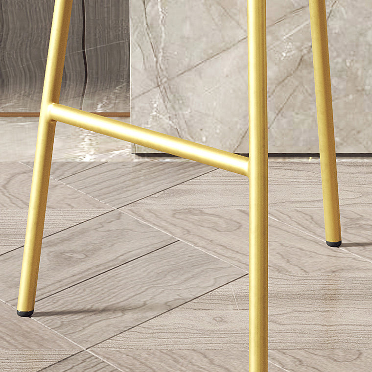 Glam Counter Bar Stool Armless Leather Bar Stool with Footrest Steel Base