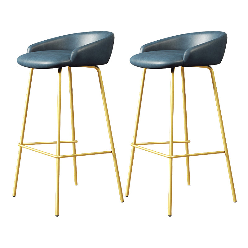 Glam Counter Bar Stool Armless Leather Bar Stool with Footrest Steel Base