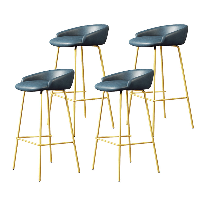 Glam Counter Bar Stool Armless Leather Bar Stool with Footrest Steel Base