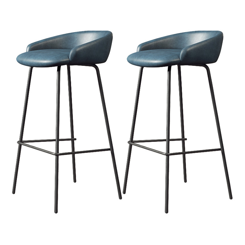 Glam Counter Bar Stool Armless Leather Bar Stool with Footrest Steel Base