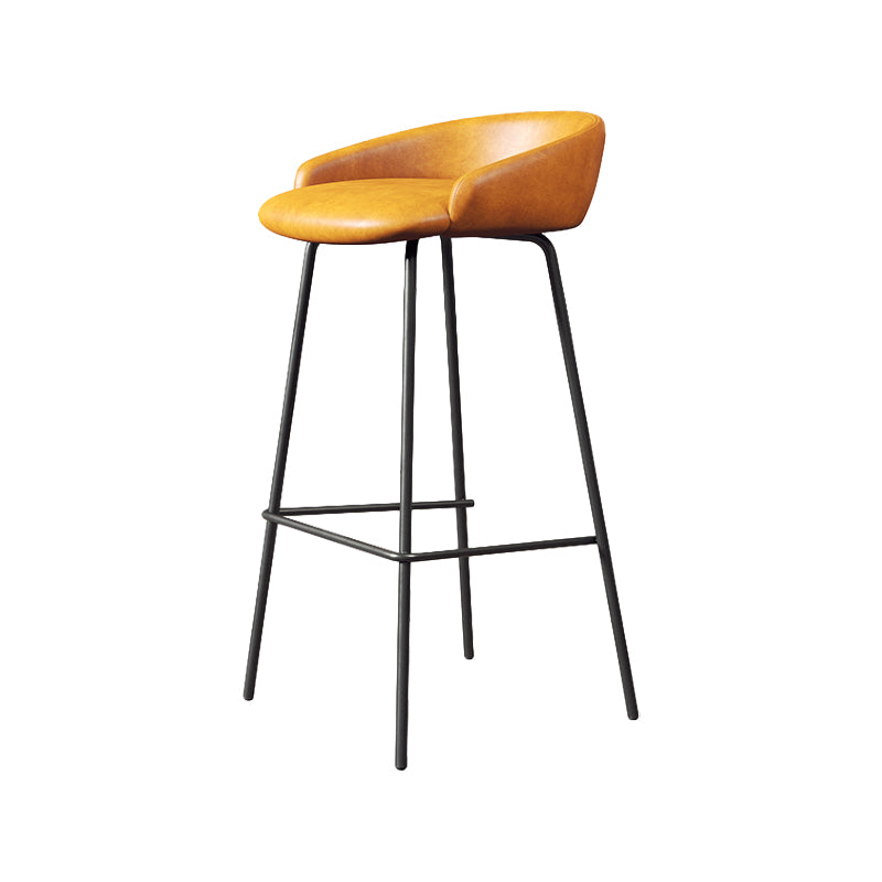 Glam Counter Bar Stool Armless Leather Bar Stool with Footrest Steel Base