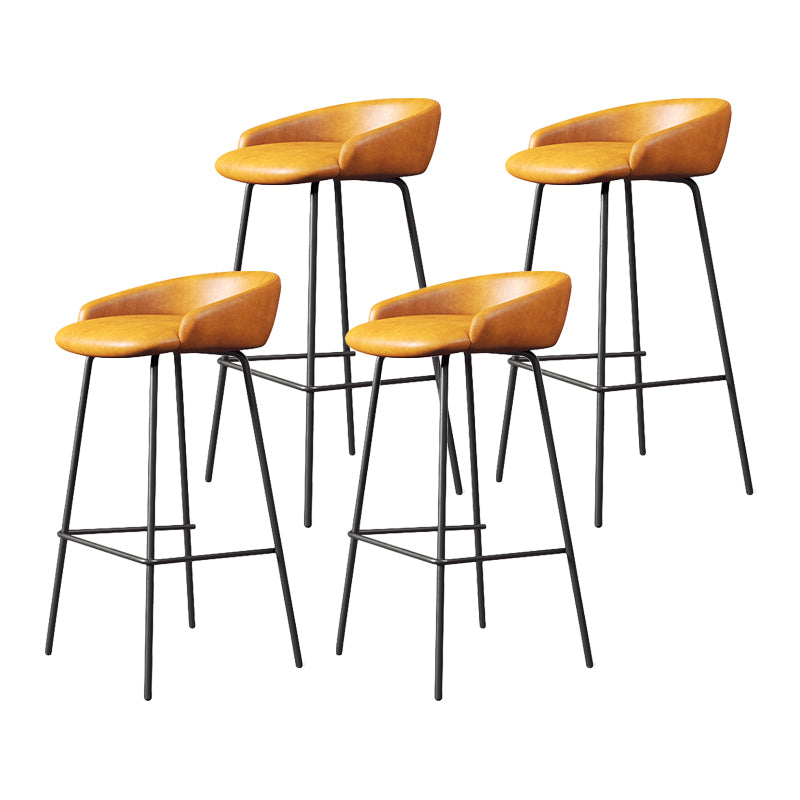 Glam Counter Bar Stool Armless Leather Bar Stool with Footrest Steel Base