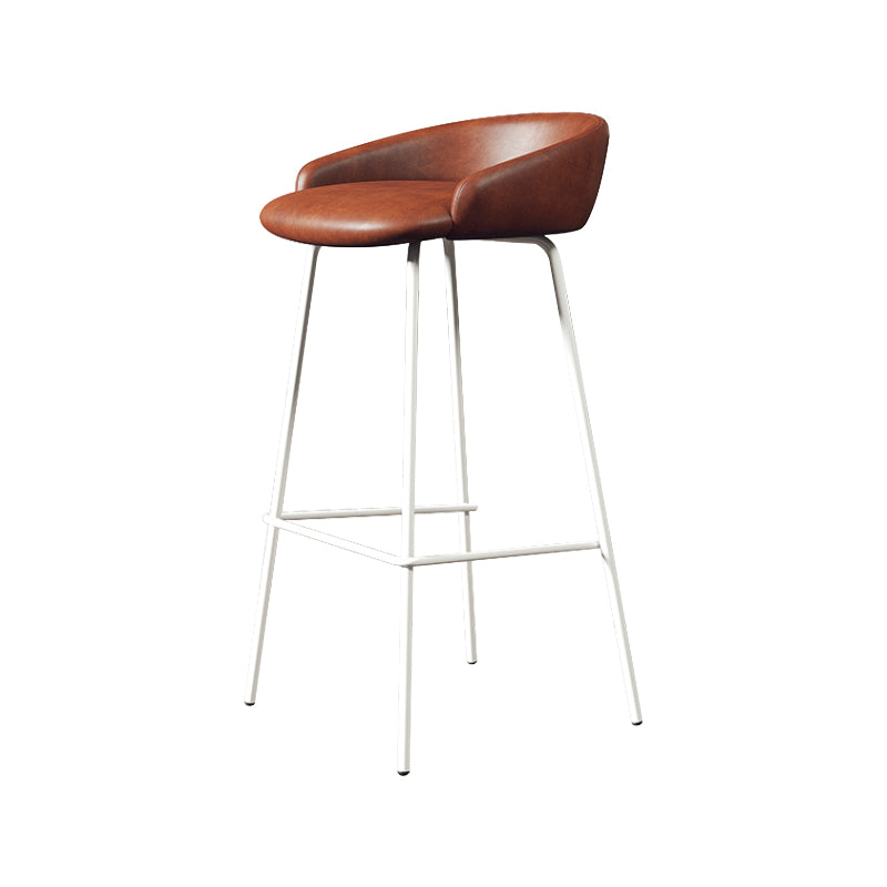 Glam Counter Bar Stool Armless Leather Bar Stool with Footrest Steel Base