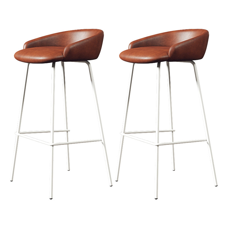 Glam Counter Bar Stool Armless Leather Bar Stool with Footrest Steel Base