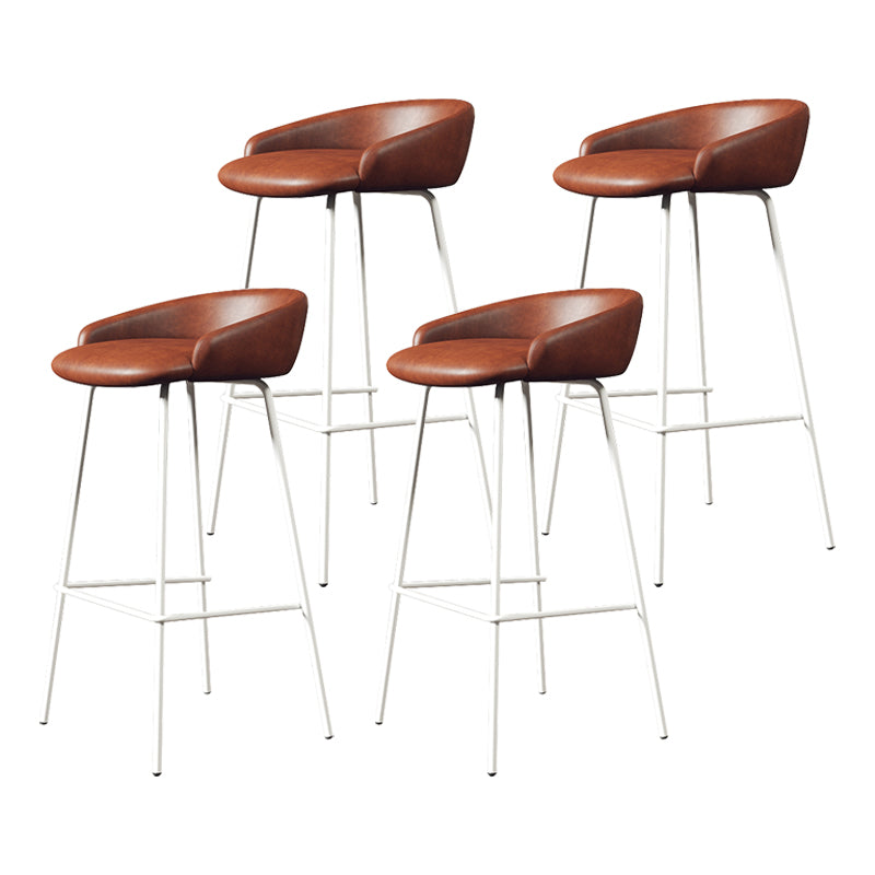 Glam Counter Bar Stool Armless Leather Bar Stool with Footrest Steel Base