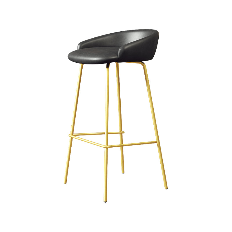 Glam Counter Bar Stool Armless Leather Bar Stool with Footrest Steel Base