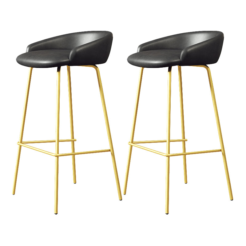 Glam Counter Bar Stool Armless Leather Bar Stool with Footrest Steel Base