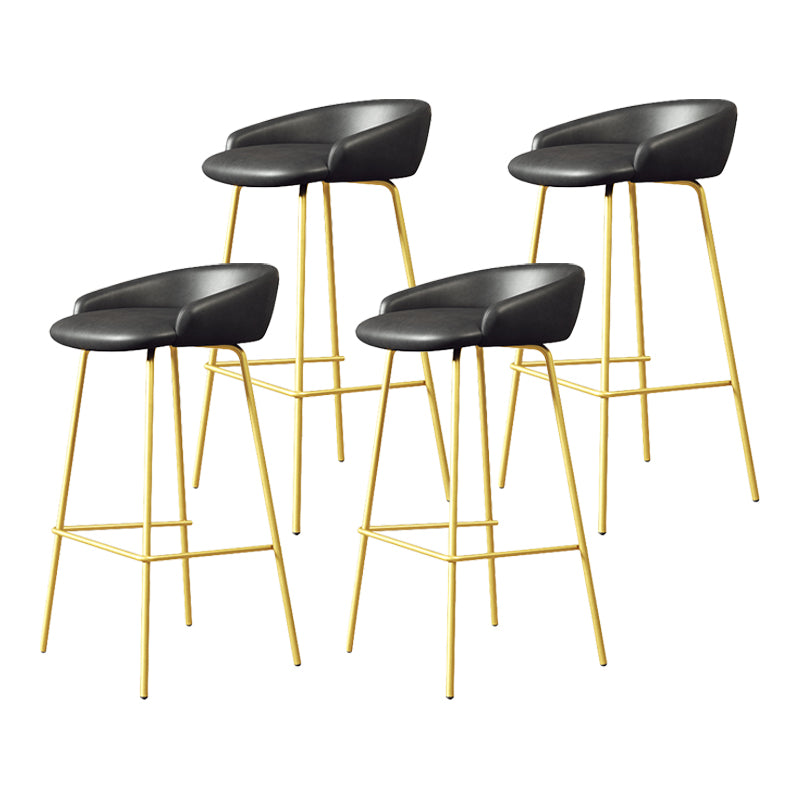 Glam Counter Bar Stool Armless Leather Bar Stool with Footrest Steel Base