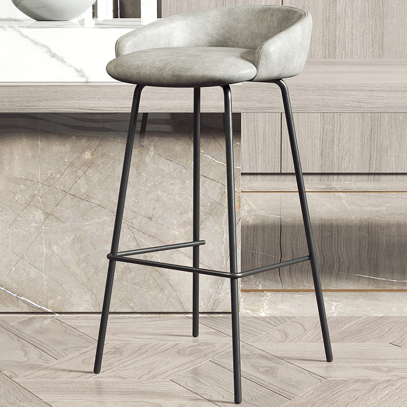 Glam Counter Bar Stool Armless Leather Bar Stool with Footrest Steel Base