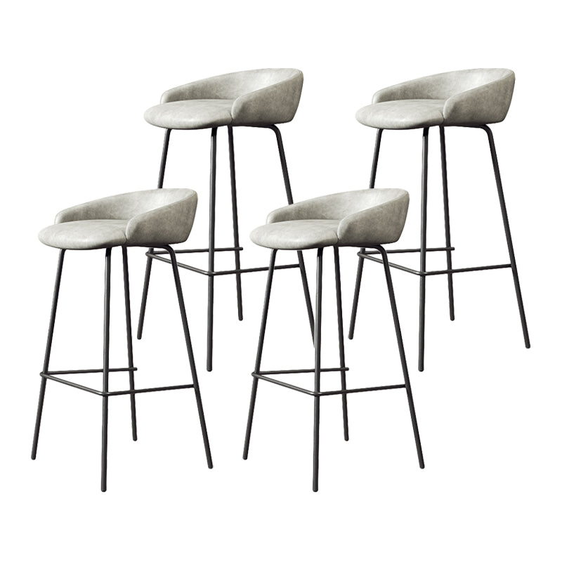 Glam Counter Bar Stool Armless Leather Bar Stool with Footrest Steel Base