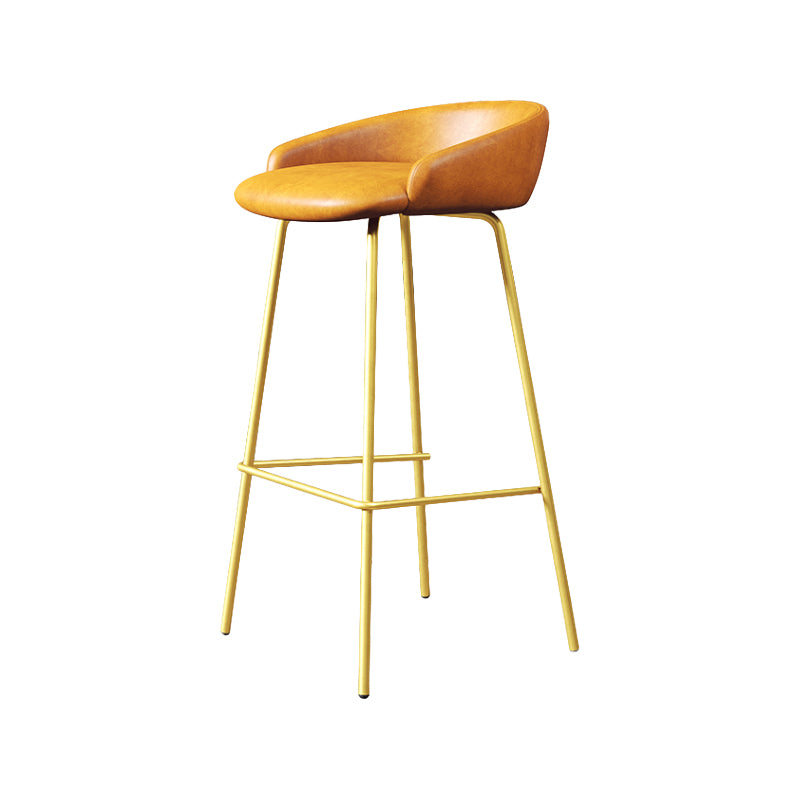 Glam Counter Bar Stool Armless Leather Bar Stool with Footrest Steel Base