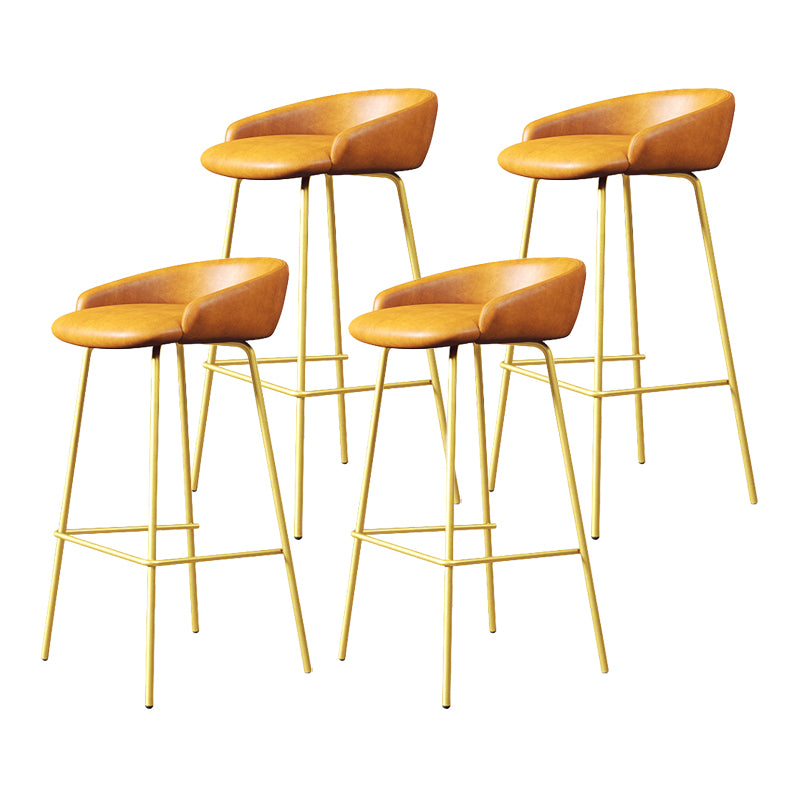 Glam Counter Bar Stool Armless Leather Bar Stool with Footrest Steel Base