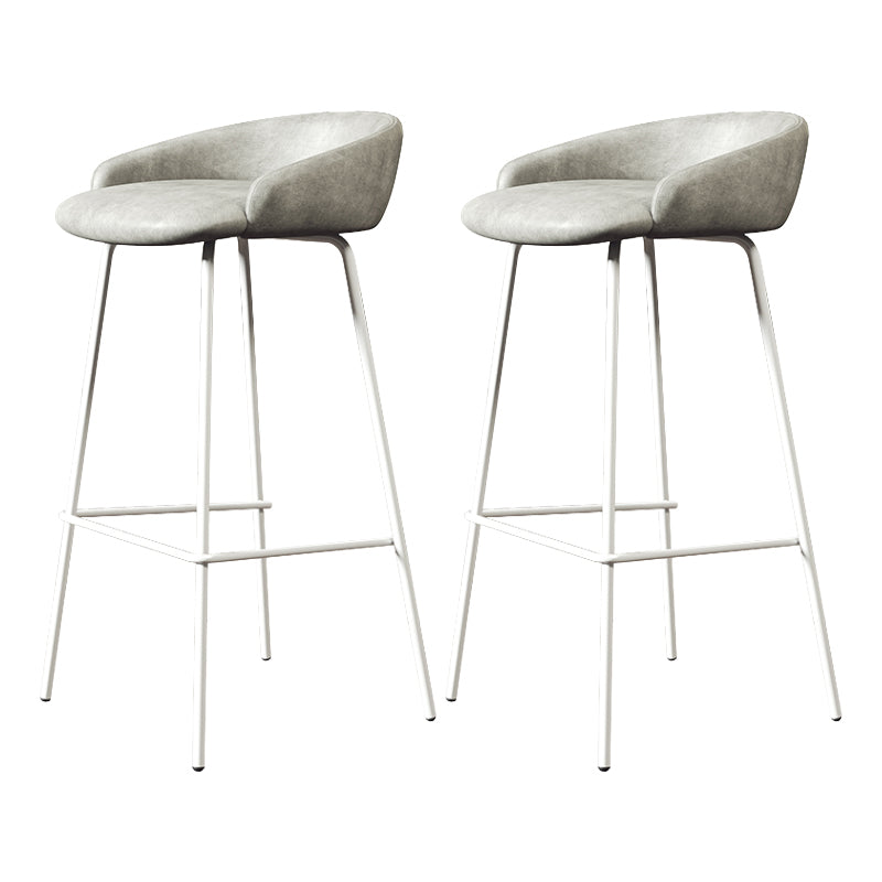 Glam Counter Bar Stool Armless Leather Bar Stool with Footrest Steel Base