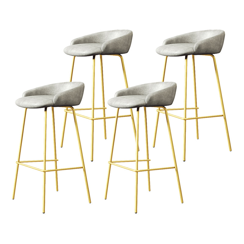 Glam Counter Bar Stool Armless Leather Bar Stool with Footrest Steel Base