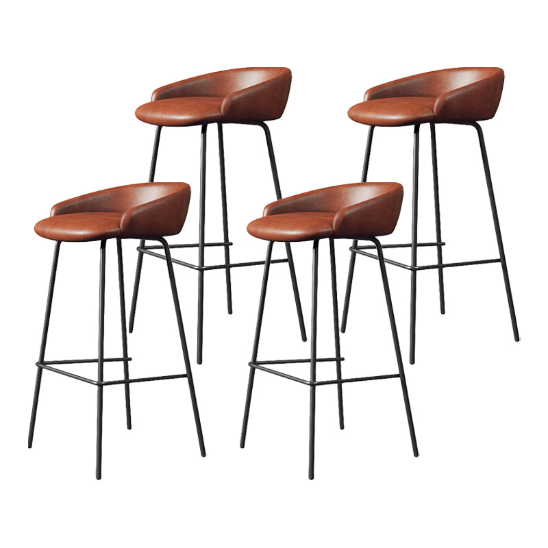 Glam Counter Bar Stool Armless Leather Bar Stool with Footrest Steel Base