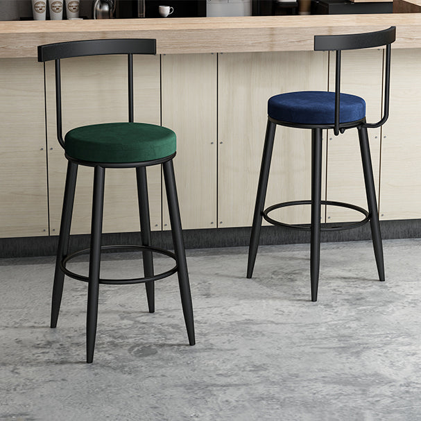 Moderne Theke rund Barhocker Armless Velvet Bar Stuhl mit Footstützeneisenbasis