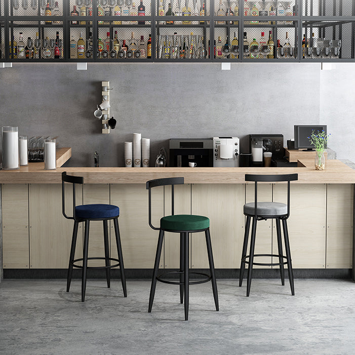 Moderne Theke rund Barhocker Armless Velvet Bar Stuhl mit Footstützeneisenbasis