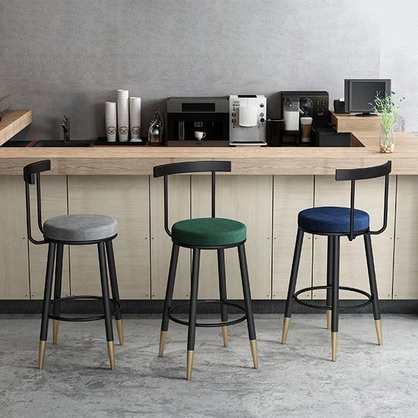 Moderne Theke rund Barhocker Armless Velvet Bar Stuhl mit Footstützeneisenbasis